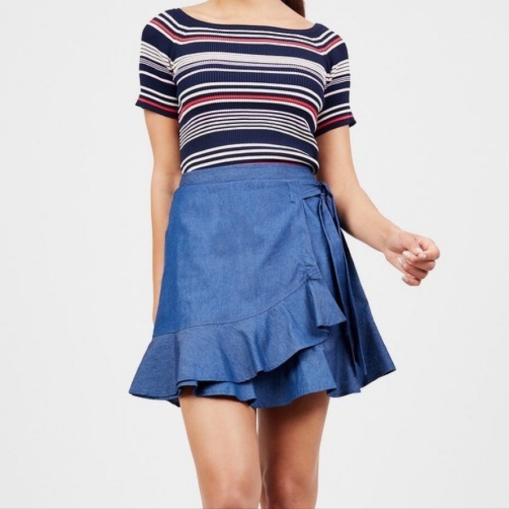 BCBGeneration Chambray Ruffle Skirt